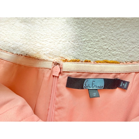 Eva Franco Strapless Embroidered Mini Dress Size 2 Blush Pink Floral Anthro - Picture 3 of 6